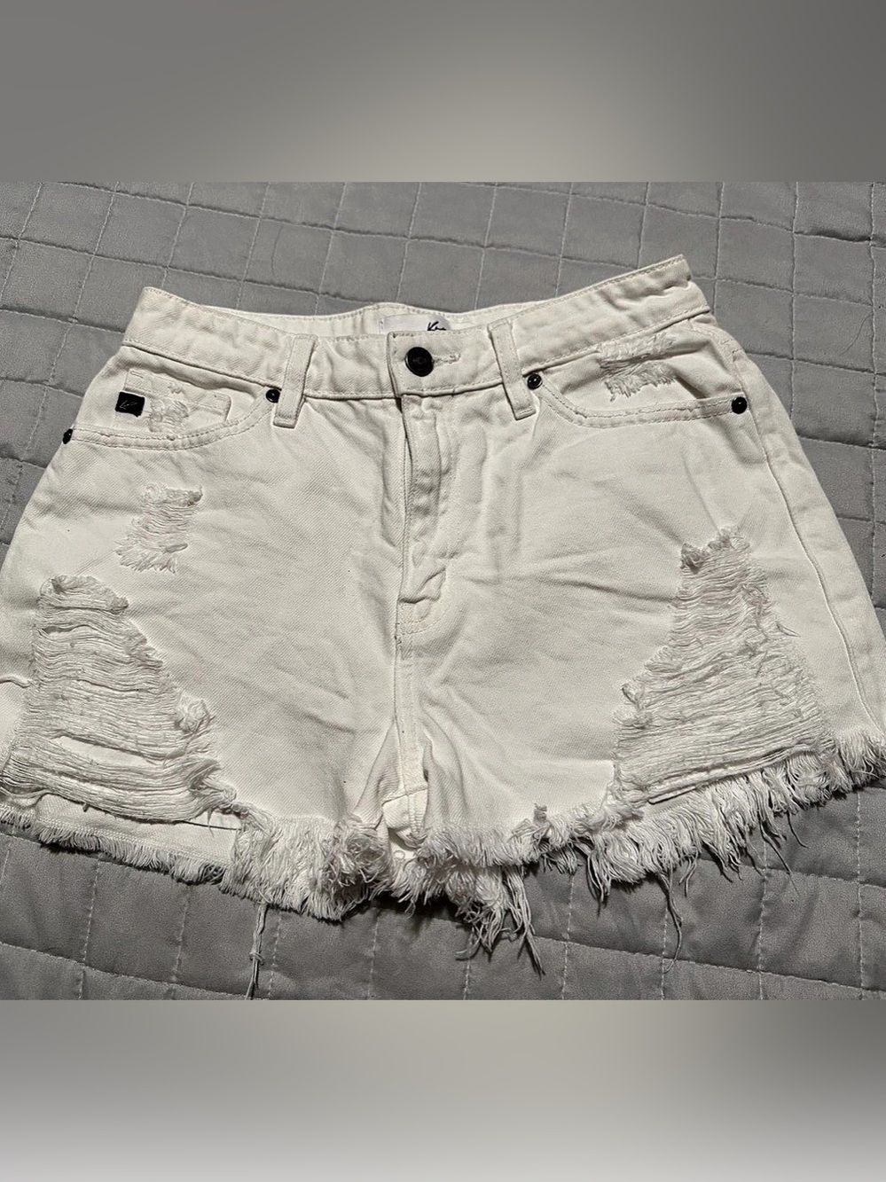 KanCan Shana High Rise Shorts Jean Shorts White Small